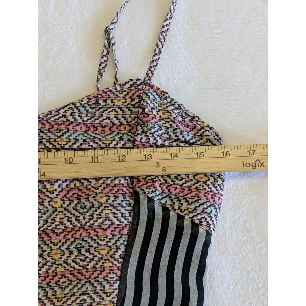 Bar III Mini Dress Womens Medium Black Stripe Boho Pattern Lined Sundress - Picture 8 of 11